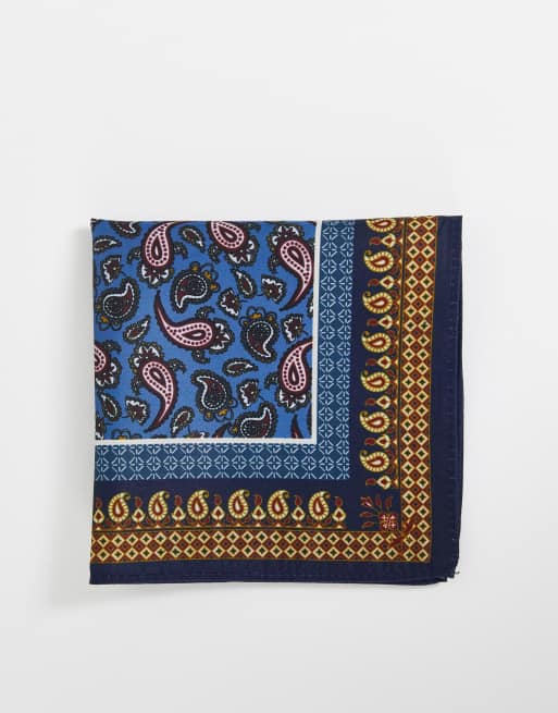 ASOS DESIGN - Pochette à imprimé cachemire - Bleu marine