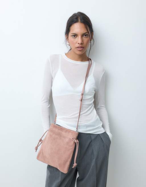 ASOS DESIGN pochette a mano in camoscio rosa, 4 di 5
