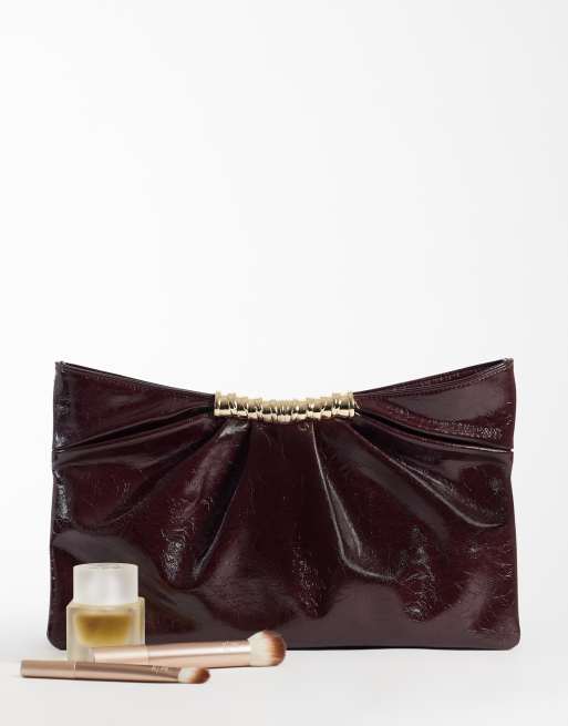 ASOS DESIGN pochette à soufflets multiples avec détails métalliques bordeaux, 3 de 4