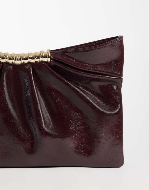 ASOS DESIGN pochette à soufflets multiples avec détails métalliques bordeaux, 4 de 4