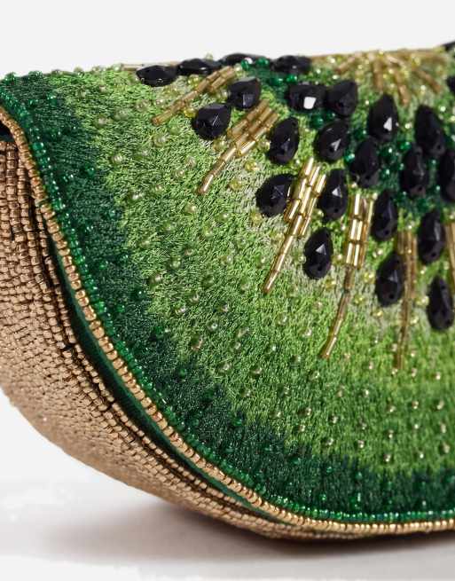 ASOS DESIGN - Pochette a tracolla modello kiwi verde decorata, 7 di 8