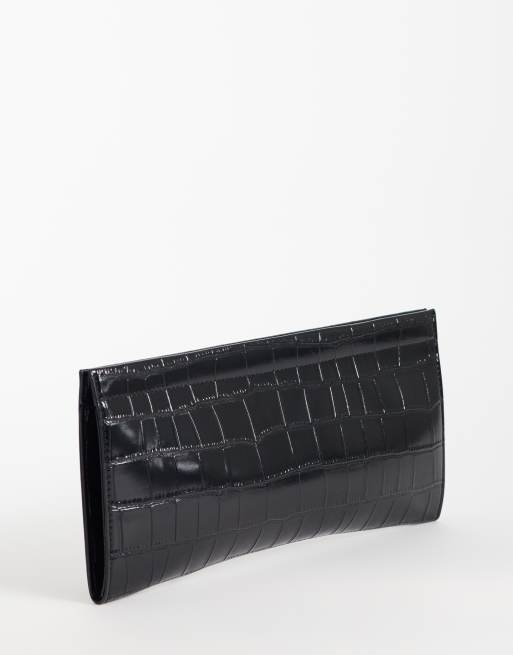 ASOS DESIGN pochette allongée noire effet croco, 4 de 4