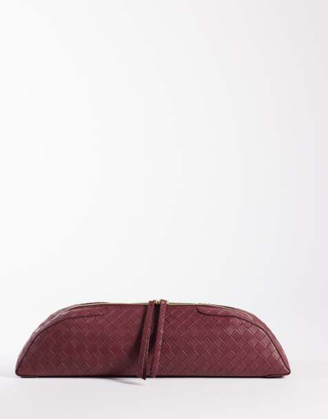 ASOS DESIGN - Pochette allungata con astuccio bordeaux intrecciato - view 1