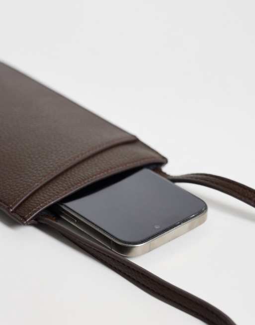 ASOS DESIGN - Pochette bandoulière en similicuir pour téléphone - Marron, 3 de 4