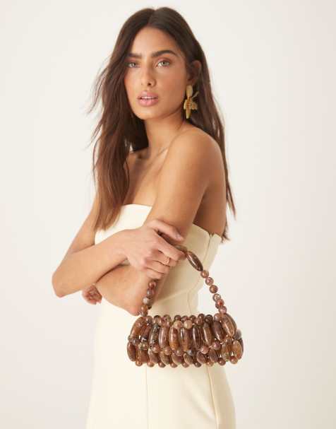 ASOS DESIGN - Pochette color cioccolato con perline in resina - view 1