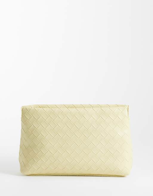 ASOS DESIGN - Pochette color latticello intrecciata con zip sulla parte superiore