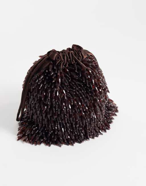 ASOS DESIGN pochette con perline color cioccolato, 2 di 4