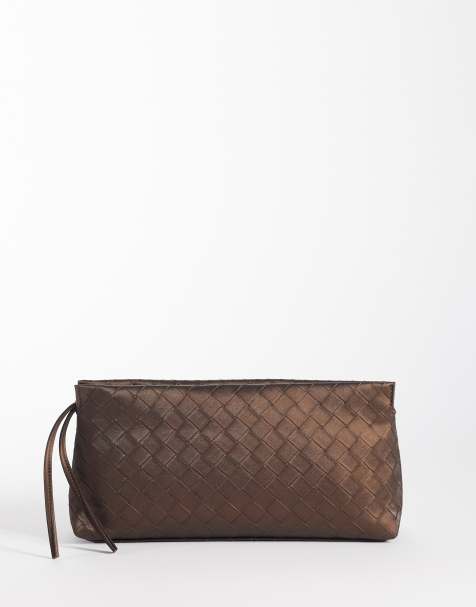 ASOS DESIGN - Pochette effet tressé avec fermeture éclair sur le dessus - Bronze métallisé - view 1