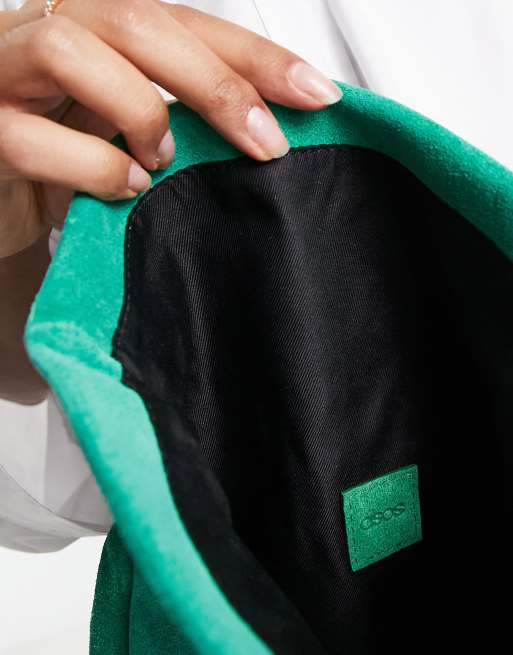 ASOS DESIGN - Pochette en daim roulée sur le dessus - Vert forêt, 4 de 4
