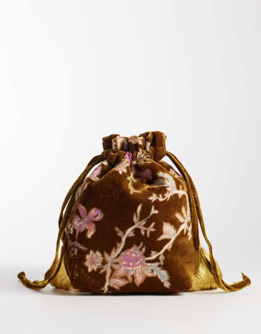 ASOS DESIGN pochette en velours dévoré jaune moutarde, 4 de 4