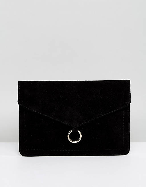 ASOS DESIGN - Pochette enveloppe en daim avec anneau