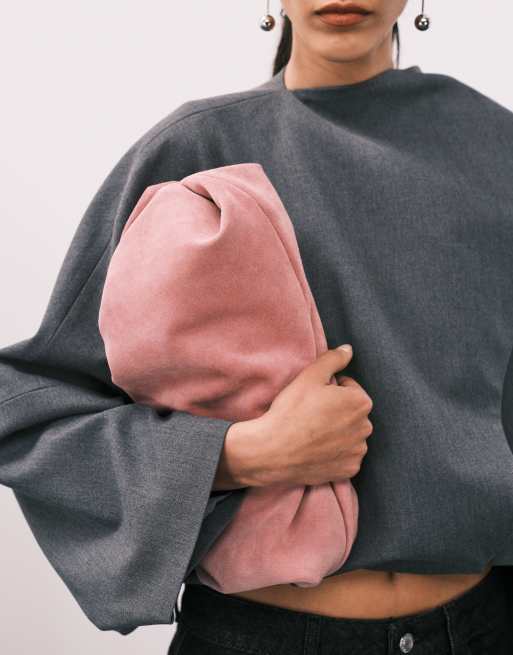 ASOS DESIGN - Pochette façon nuage en daim de qualité supérieure - Vieux rose, 3 de 4