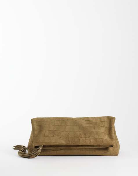 ASOS DESIGN - Pochette in camoscio sintetico kaki con patta - view 1