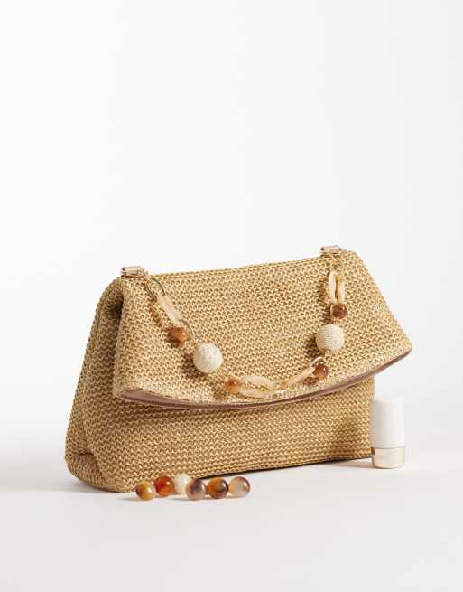 ASOS DESIGN - Pochette in paglia naturale con manico in resina, 2 di 4