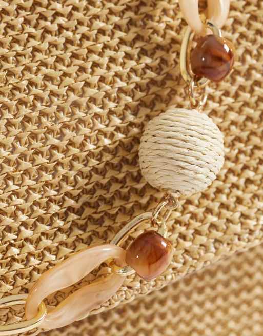 ASOS DESIGN - Pochette in paglia naturale con manico in resina, 3 di 4