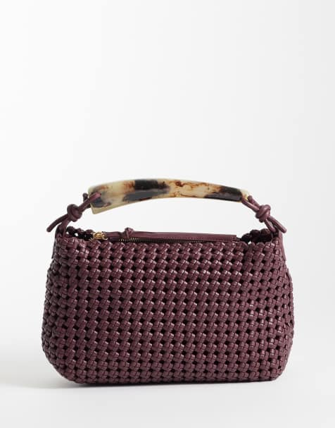 ASOS DESIGN - Pochette intrecciata bordeaux con manico in resina - view 1