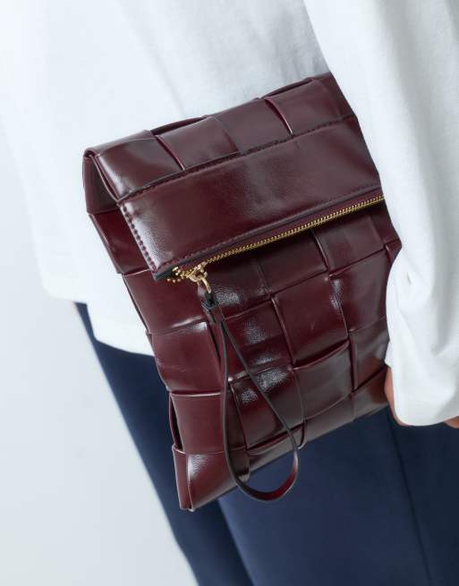 ASOS DESIGN - Pochette plate tressée - Bordeaux, 2 de 4