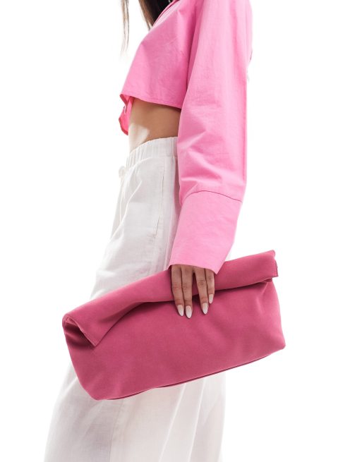 Clutch Pochette Camoscio Rosa ASOS DESIGN Pochette Premium In Camoscio Rosa