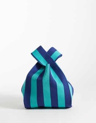 ASOS DESIGN - Pochette rayée avec passant - Bleu-Vert