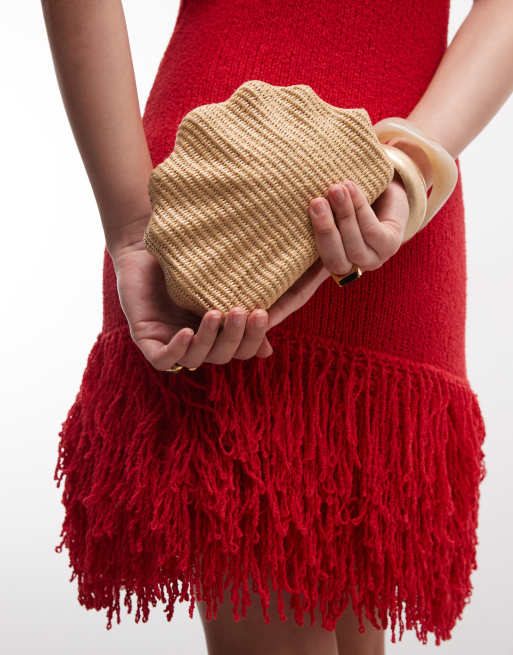ASOS DESIGN - Pochette rigida in paglia colore naturale con tracolla a catena, 2 di 4