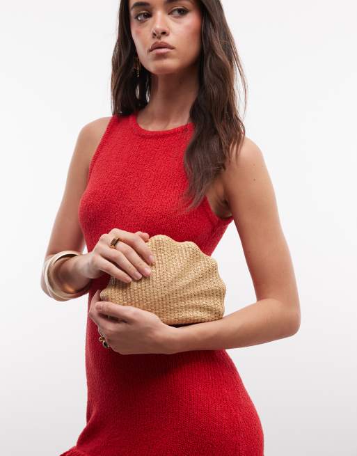 ASOS DESIGN - Pochette rigida in paglia colore naturale con tracolla a catena, 3 di 4