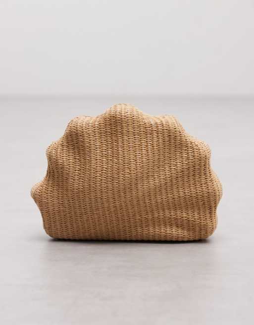 ASOS DESIGN - Pochette rigida in paglia colore naturale con tracolla a catena, 4 di 4