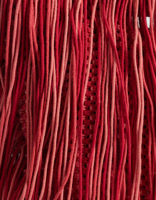 ASOS DESIGN - Pochette rosa e rossa all'uncinetto con nappine, 3 di 5