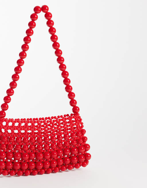 ASOS DESIGN - Pochette rossa con perline, 4 di 4