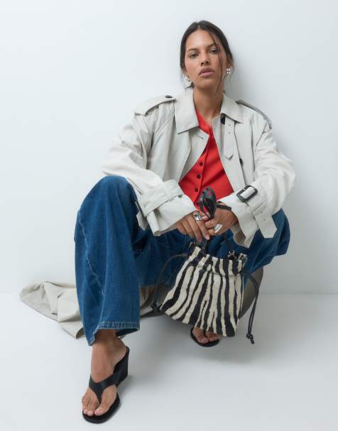 ASOS DESIGN pochette sac à main en cuir effet poil imprimé zèbre - view 1