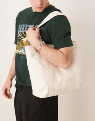 ASOS DESIGN – Płócienna torba typu tote w kolorze ecru