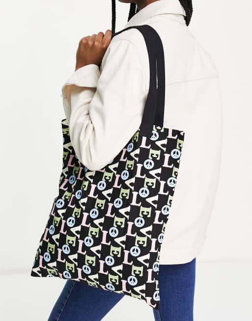 ASOS DESIGN – Płócienna torba typu tote ze wzorem z napisem Love  , 2 z 4