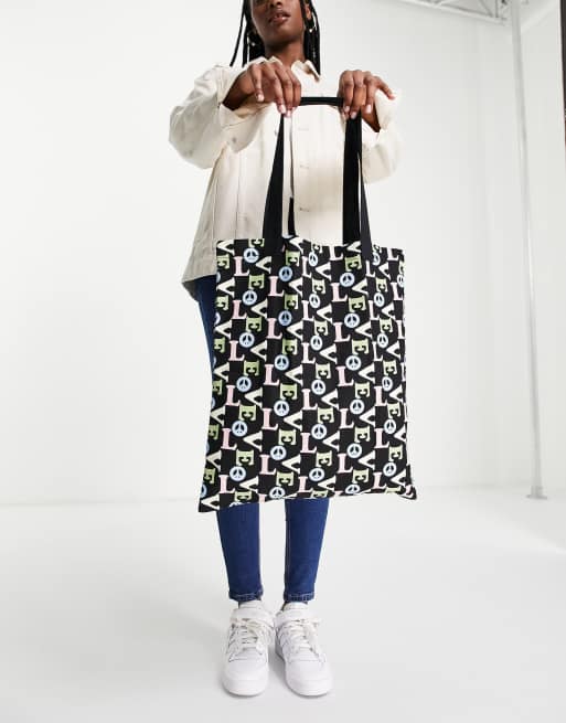 ASOS DESIGN – Płócienna torba typu tote ze wzorem z napisem Love  , 4 z 4