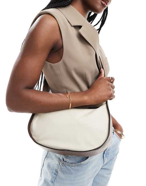 ASOS DESIGN – Płócienna torebka crossbody typu sling z brązowym paskiem
