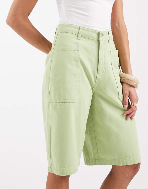ASOS DESIGN pocket detail bermuda in green, 4 of 6