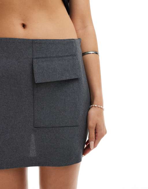 ASOS DESIGN pocket detail mini skirt in dark grey ASOS