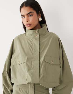 Asos Design Pocket Detail Windbreaker In Green