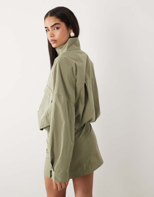 ASOS DESIGN pocket detail windbreaker in khaki - part of a set, 3 of 4