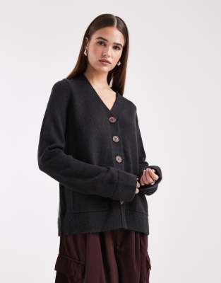 ASOS DESIGN ASOS DESIGN pocket front boyfriend cardigan in black