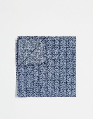 ASOS DESIGN pocket square in blue and white deco design