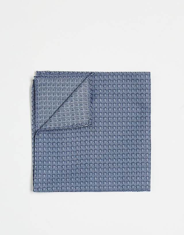 ASOS DESIGN pocket square in blue and white deco design