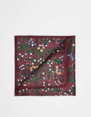 ASOS DESIGN ASOS DESIGN pocket square in burgundy floral-Red