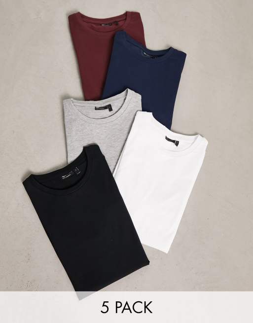 ASOS DESIGN – Podkreślające sylwetkę T-shirty, 5 sztuki, w zestawie taniej