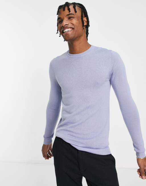 ASOS DESIGN – Podkreślający sylwetkę sweter z wełny merino premium w zgaszonym odcieniu błękitu