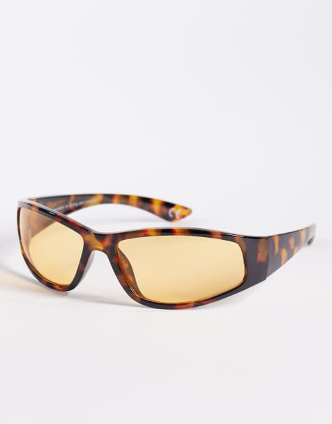 ASOS DESIGN – Podłużne okulary przeciwsłoneczne w szylkretowych oprawkach z bursztynowymi szkłami - view 1