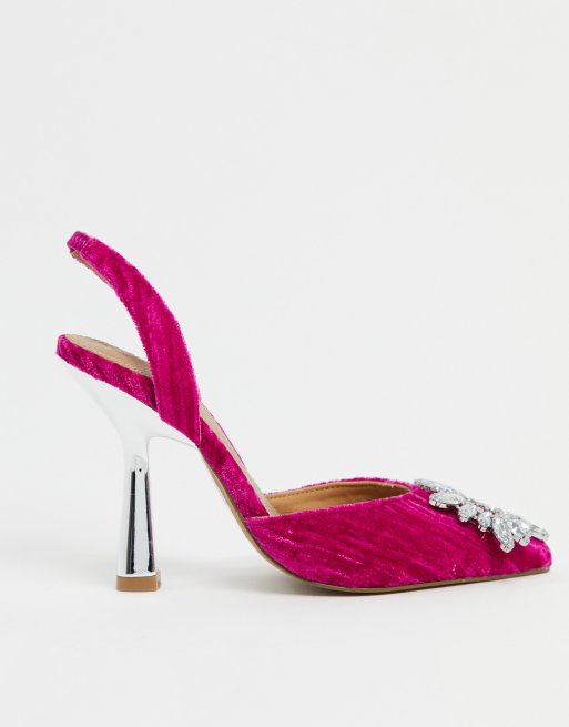 Hot pink velvet store shoes