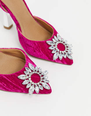 asos pink velvet shoes