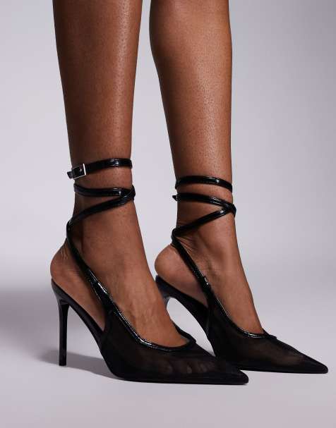 ASOS DESIGN - Poetry - Sorte og højhælede slingback-sko i mesh - view 1