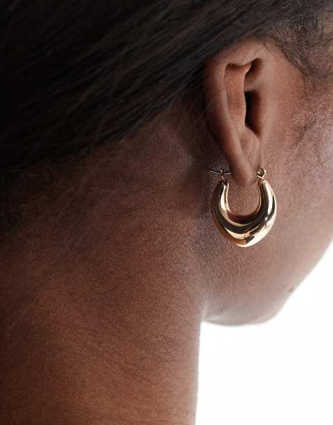 ASOS DESIGN pointed hoop earrings in gold tone - view 1