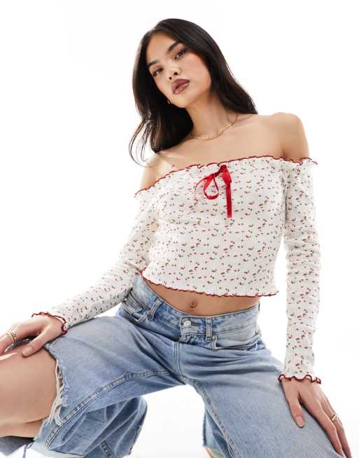 Asos white hotsell bardot top