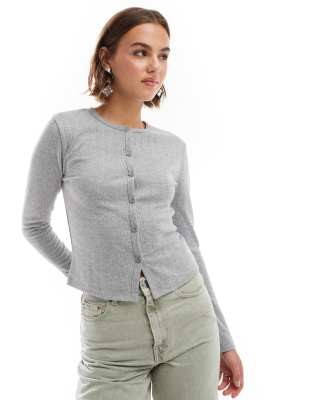 Shop ASOS DESIGN pointelle cardigan in grey Online – Trendy & Affordable Fashion